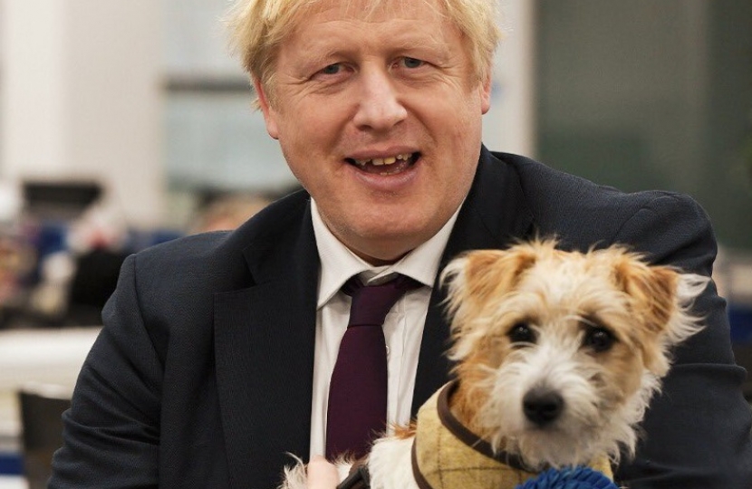 Boris Johnson with his adopted dog Dilyn