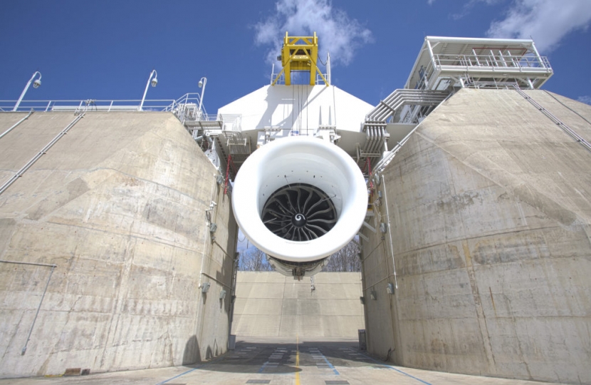 The image is a GE9X engine as maintained and repaired at the Nantgarw MRO. Image copyright and courtesy of GE Aviation.